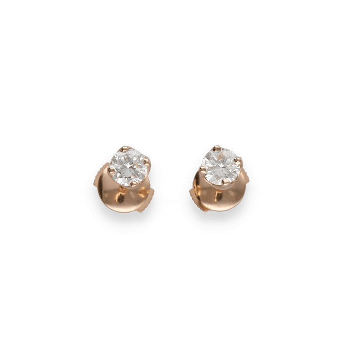 Orecchini in oro rosa con due diamanti