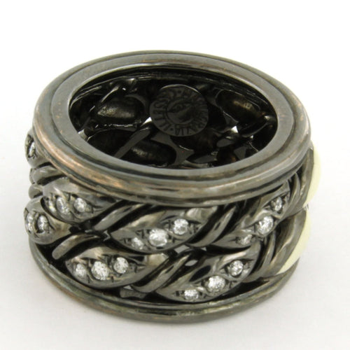Bague 52 Maria Garcia Cassetti - Bague en or avec rhodium noir, émail et diamants 58 Facettes