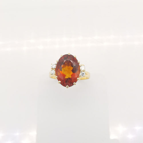 Bague 57 Bague or jaune citrine et diamants 58 Facettes