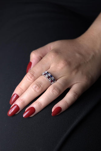 Poloviční prsten Snubní prsten Bílé zlato Rubín, Diamant 