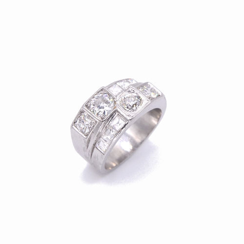 Bague 55 Bague Tank asymétrique Equilibria platine et diamants 58 Facettes 191