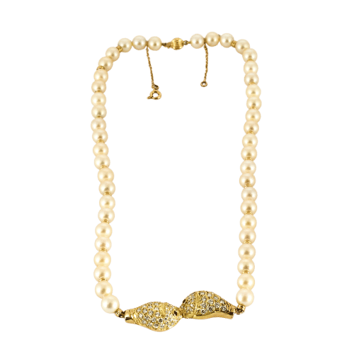 Collier Collier perles or jaune et brillants 58 Facettes 2153717