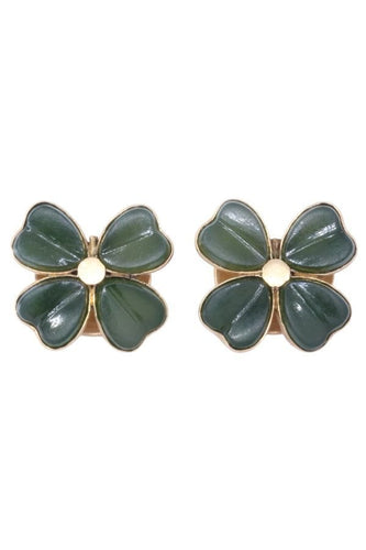 Boutons de manchette Boutons de manchettes trèfles or jaune chrysoprase 58 Facettes 092611