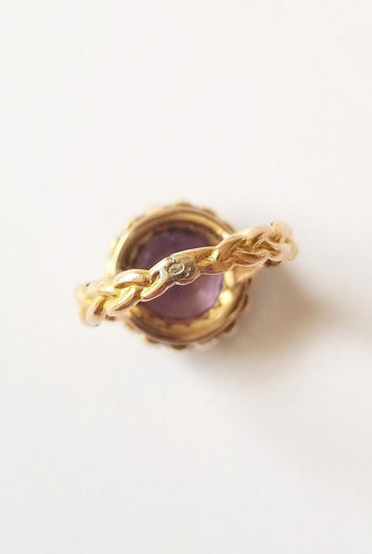 Bague 56 Bague ancienne or jaune 18k - Améthyste et Perles 58 Facettes