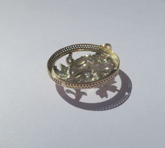 Pendentif Pendentif Art Nouveau fleur Diamants Or rose et argent 58 Facettes