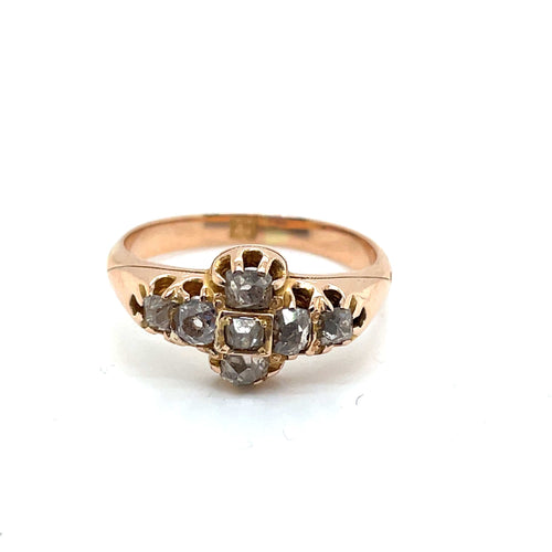 Bague 55 Bague ancienne or rose et diamants bruns 58 Facettes