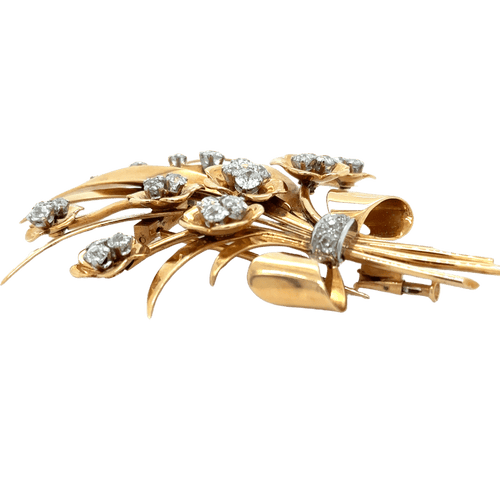 Broche Broche or jaune diamants époque 1940 58 Facettes 1.0000157/1