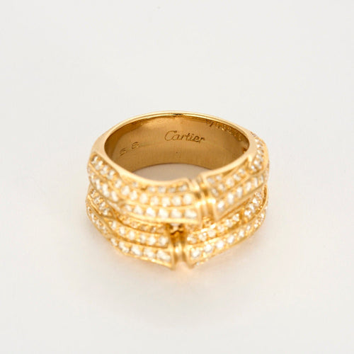 Bague 55 CARTIER - "bambou" bague or jaune et diamants 58 Facettes