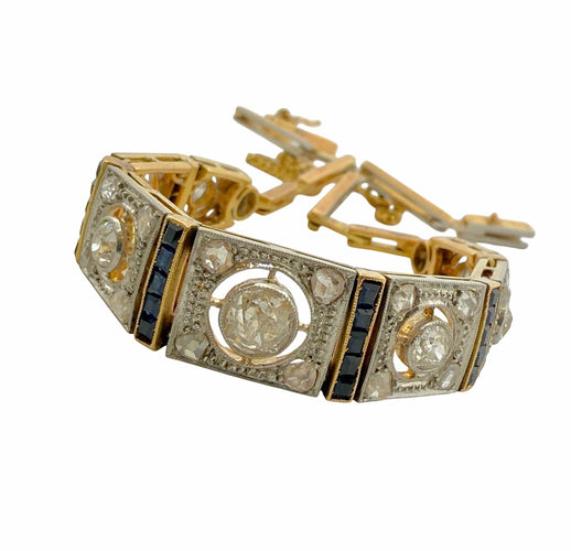 Bracelet Bracelet ancien art déco en or , saphirs et diamants 58 Facettes