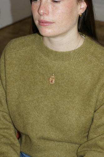 Pendentif Médaille Or Jaune Anges Coeur Rubis "Il Bat Pour Toi" 58 Facettes