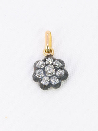 Pendentif Pendentif fleur Napoleon III or argent diamants taille ancienne 58 Facettes 965