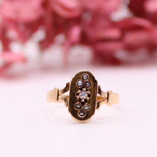 Bague Bague or rose époque Napoléon III Perles fines 58 Facettes