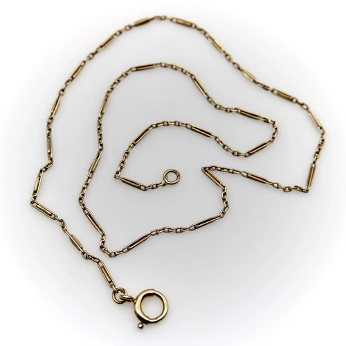 Collier Chaîne portugaise à maillons alternés délicats en or 14 carats de style édouardien 58 Facettes A20003