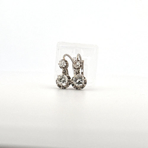 Boucles d'oreilles Dormeuses Or Blanc & Diamants 58 Facettes