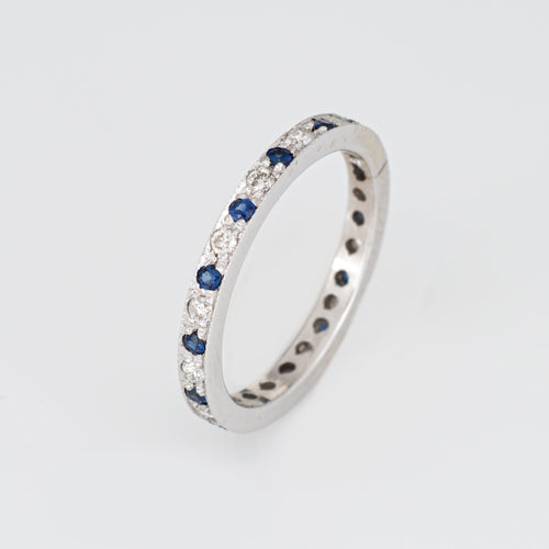 Bague 48.5 Bague d'éternité en or blanc, diamants et saphirs 58 Facettes G12720