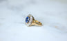Bague 50 Bague Marguerite saphir de Ceylan 4,50 cts et diamants 58 Facettes