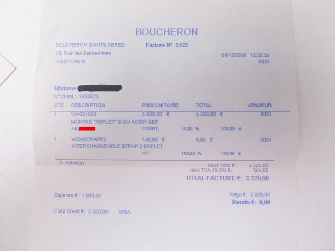 Montre montre BOUCHERON reflet quartz acier & diamants 58 Facettes 259920