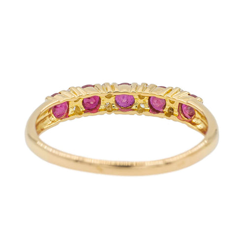 Bague 59 Bague Demi alliance Or jaune Rubis 58 Facettes 3090579CN