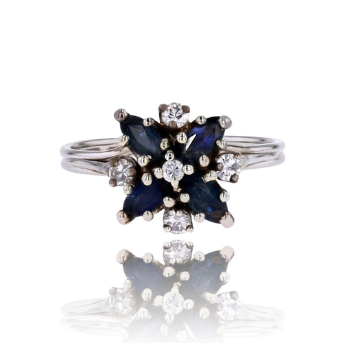 Bague 51 Bague vintage saphir diamants flocon 58 Facettes 24-302