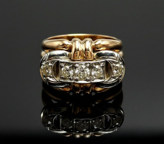 Bague Anello a Fascia con Diamanti in Stile Art Déco 58 Facettes