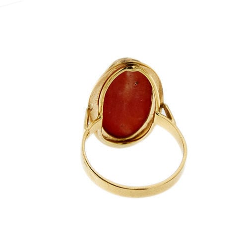Bague 53 Bague en or jaune avec corail rouge 58 Facettes 37274