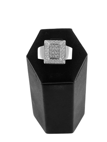 Bague 56 Bague mode en or blanc certifiée HRD avec diamants 58 Facettes