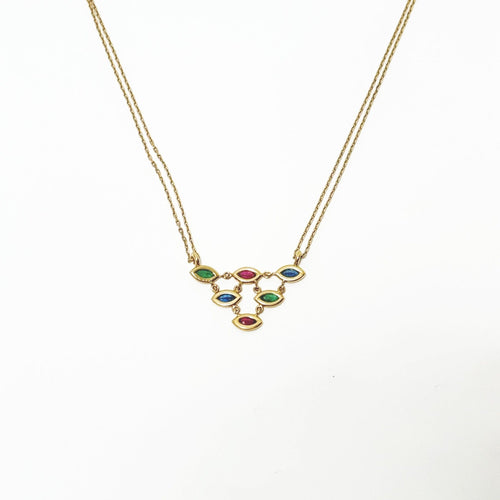 Collier Collier or jaune, émeraudes, rubis, saphirs 58 Facettes INV072