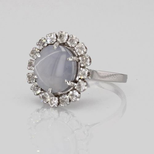 Bague 52 Bague saphir étoilé et diamants 58 Facettes 24-150