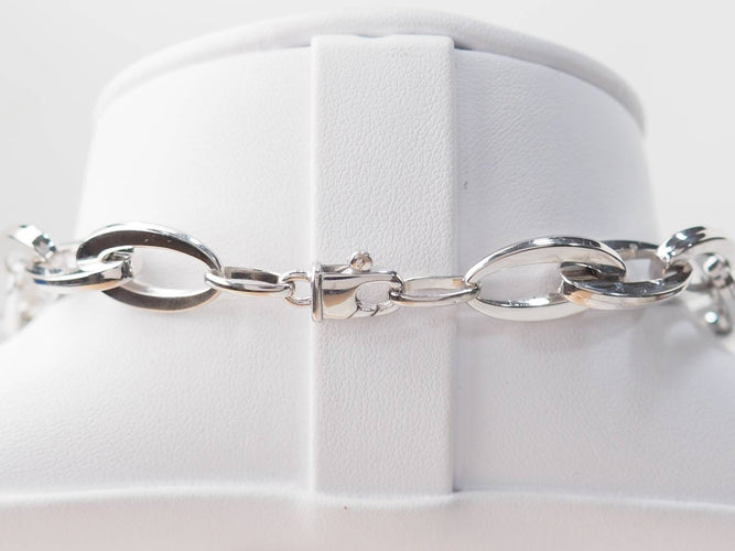 Collier Collier maille ovale en or blanc 58 Facettes 23426