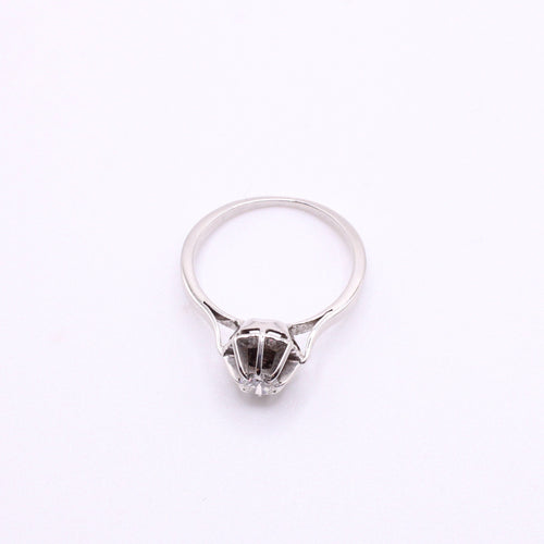 Solitaire old white gold diamond sun chaton