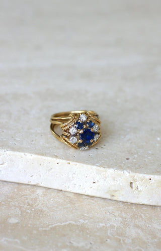 Bague 48 BOUCHERON - Bague Cocktail Saphir, Diamant, Or Jaune 58 Facettes