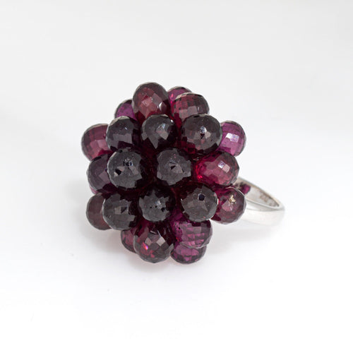 Bague 52 Bague cocktail vintage en or blanc 18 carats avec grenat briolette 58 Facettes G13871