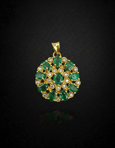 Ciondolo Smeraldi e Diamanti 58 Facettes