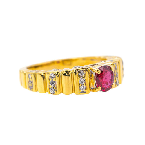 Bague 57 Bague Or jaune Rubis, Diamant 58 Facettes 4099638CN
