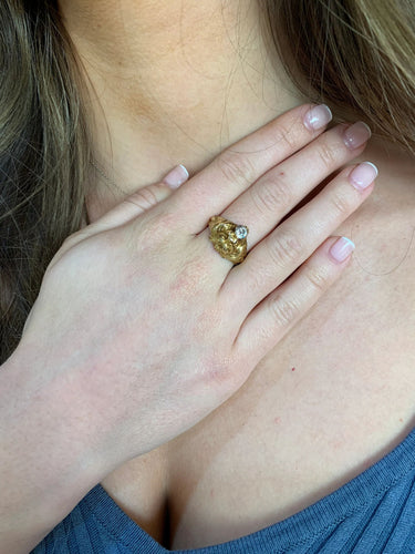 Bague Chevalière Lion Diamant 0.35 Carats Or Jaune 18 Carats 58 Facettes B356