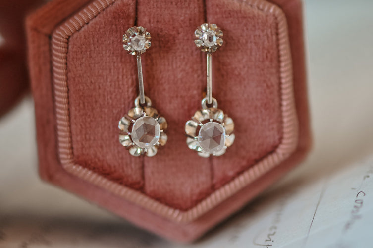Boucles d'oreilles Antique rose cut diamond earrings 58 Facettes