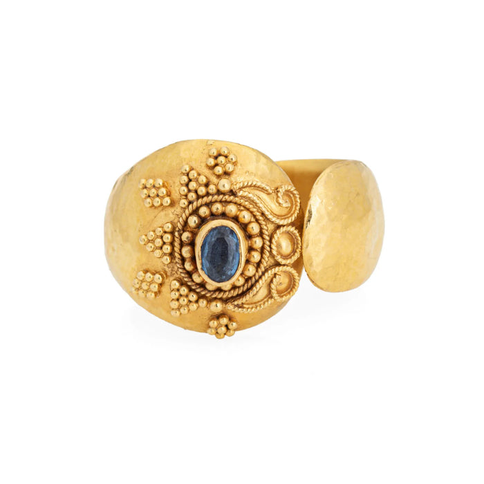Vintage Sapphire Cuff Ring Yellow Gold