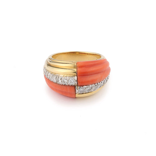 Bague 54.5 Bague Kutchinsky Corail Diamants Or Jaune 58 Facettes BS171