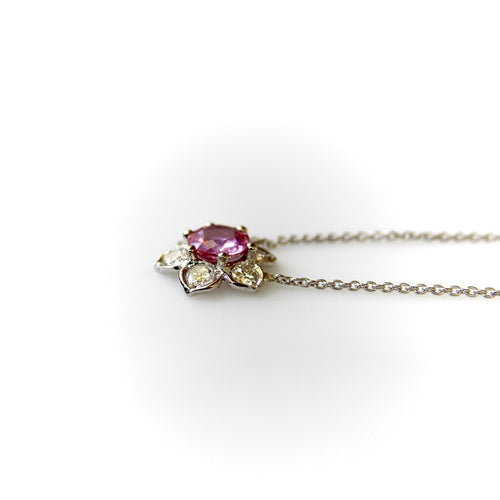 Vintage Platinum Pink Sapphire and Diamond Necklace 58 Facettes A2003H