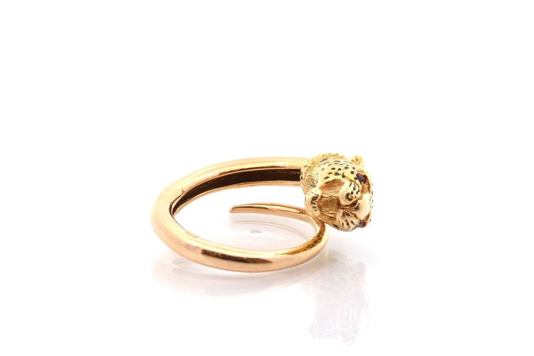 Bague 56 Bague vintage panthère en or 18k et émail 58 Facettes 27304
