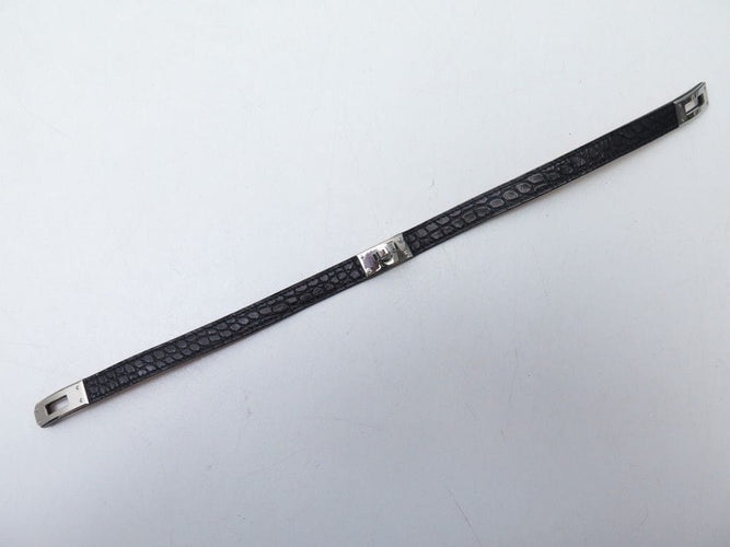 Bracelet bracelet HERMES kelly double tour cuir alligator crocodile noir 58 Facettes 260099