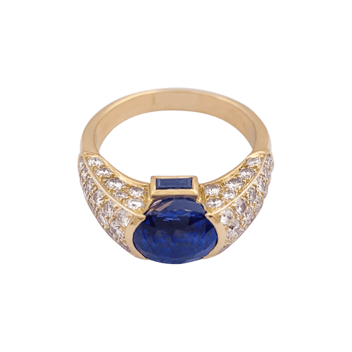 Bague 60 Bague vintage O.J. Perrin or jaune, diamants, saphirs. 58 Facettes 34239