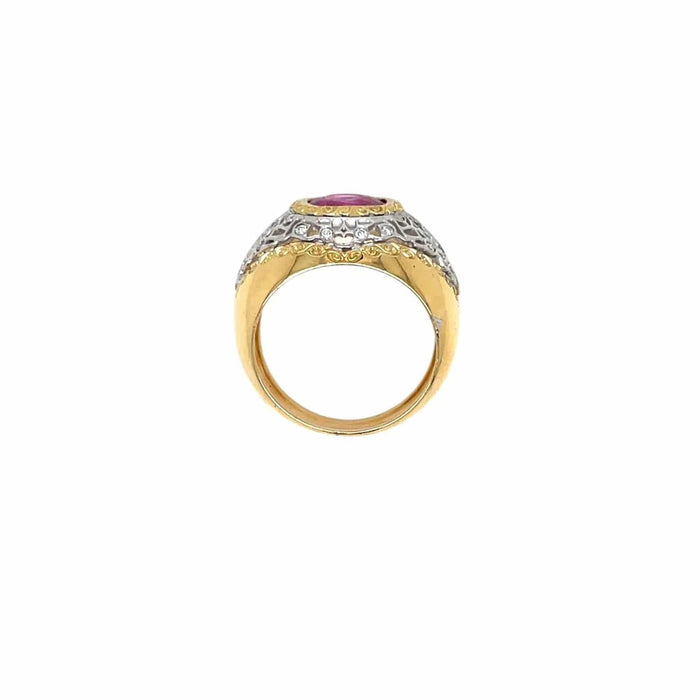 Bague 55 Vintage Cerified Burma Ruby No Heat Diamond Filigree Gold Ring 58 Facettes