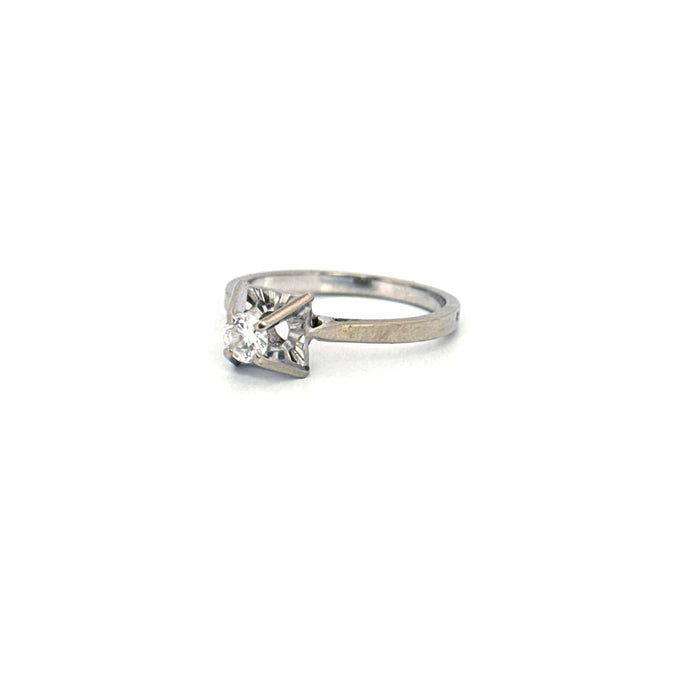 Bague 54 Solitaire or blanc diamant 58 Facettes 2-GS30995-01