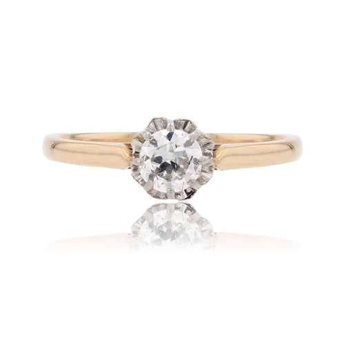 Bague 47 Bague solitaire ancienne or jaune diamant 58 Facettes 25-072B