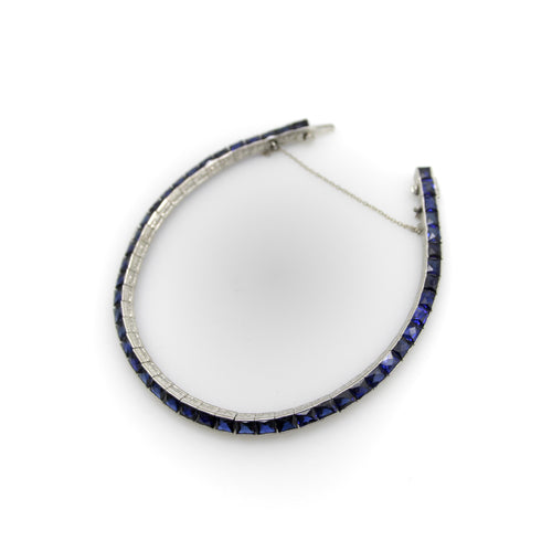 Цлассиц Art Deco Наруквица од платине и сафира