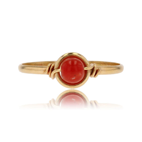 Bague 53 Bague perle de corail or jaune 58 Facettes 21-676A