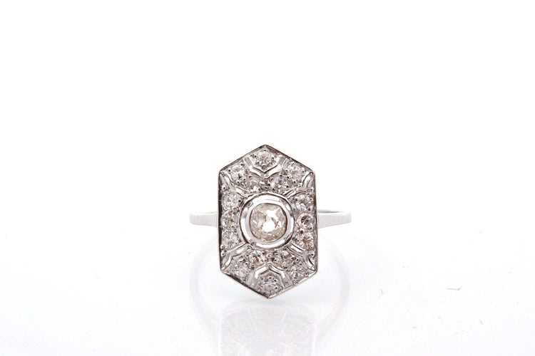 Bague 54 Bague ancienne diamants en platine 58 Facettes 27636