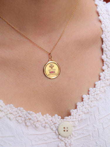 Pendentif AUGIS - Médaille amour grand modèle or jaune diamant rubis 58 Facettes J474