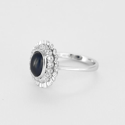 Bague 55.5 Bague or gris, saphir et diamants 58 Facettes BA491